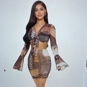 Fashion nova new 2 piece skirt and top